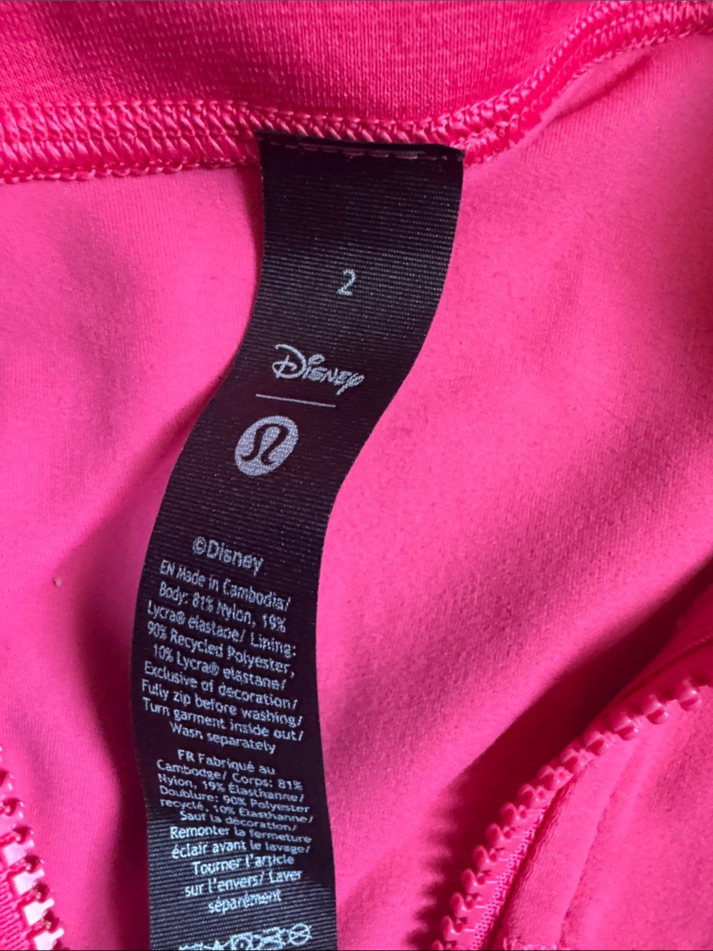 Lululemon Define Jacket Pink Disney Mickey Logo Size 2 Thumbholes - Picture 11 of 12